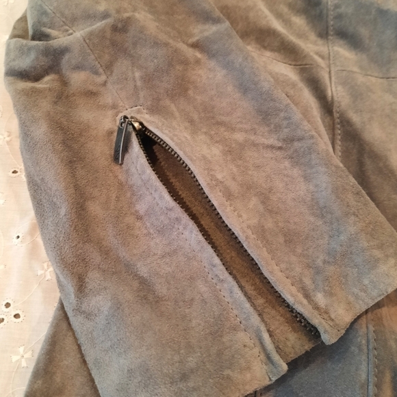 Y2K Style Leather Jacket Dennis by Dennis Basso Gray Size Small Women's - Picture 2 of 10
